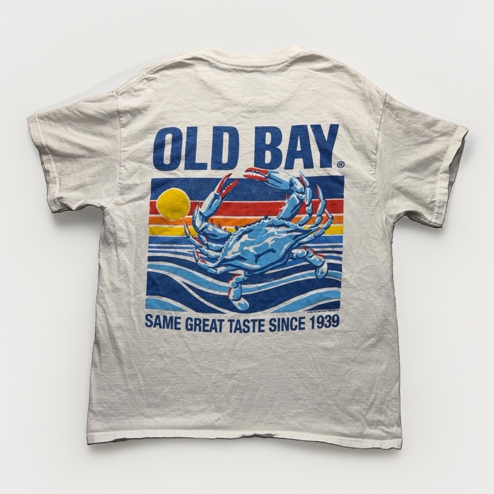 Old Bay Seasoning Crab Seafood Short Sleeve Graphic Mens T-Shirt L Maryland Tee